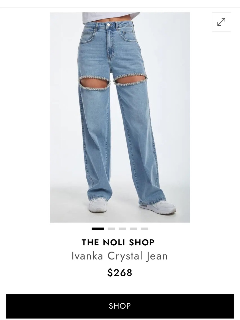Noli Ivanka Crystal Wide-Leg Jeans — Light Blue with Crystal Trim